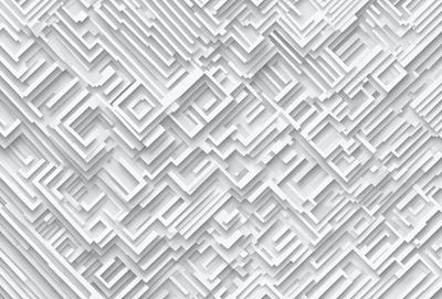 The primary subject of the image is a white, geometric pattern. The pattern is composed of white squares, which are arranged in a checkered pattern. The setting is a white wall, which serves as the background for the pattern. The visual style of the image is digital art, as it appears to be a computer-generated design. The colors and mood of the image are predominantly white, giving it a clean and minimalist appearance.