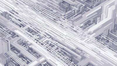 The image is a digital artwork featuring a white, geometric pattern. The primary subject is a complex, interconnected network of lines and shapes, creating a visually striking and intricate design. The setting is a white background, which allows the pattern to stand out and be the main focus of the image. The visual style is a combination of digital art and geometric patterns, giving the artwork a modern and sophisticated appearance. The colors and mood are predominantly white, which adds a sense of simplicity and elegance to the