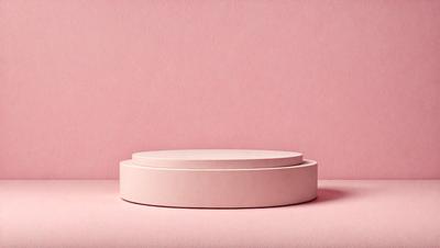 The primary subject of the image is a pink, round, flat object, which is placed on a pink surface. The setting appears to be a pink wall, and the visual style is a close-up of the pink object. The colors and mood of the image are predominantly pink, creating a warm and inviting atmosphere.