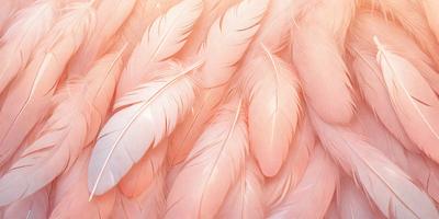 The primary subject of the image is a close-up of a pink feather. The setting is a pink background, which creates a visually striking contrast with the feather. The visual style is a photo, showcasing the intricate details of the feather. The colors and mood of the image are predominantly pink, giving it a soft and delicate appearance.