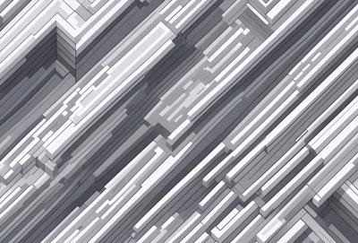 The primary subject of the image is a large, intricate, and detailed pattern made up of many small squares. The pattern is composed of various shades of gray, creating a visually striking and complex design. The setting or background of the image is a white surface, which provides a clean and uncluttered backdrop for the pattern. The visual style of the image is a combination of digital art and illustration, showcasing the artist's skill in creating a detailed and intricate design. The colors and mood of the