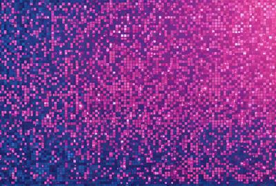 The primary subject of the image is a close-up of a pink and purple patterned surface. The setting appears to be a room with a blue background. The visual style is a combination of a photo and digital art, creating a unique and vibrant atmosphere. The dominant colors are pink and purple, with the blue background adding a contrasting element to the overall mood of the image.