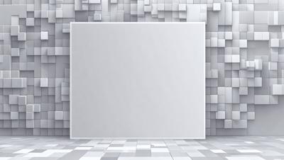 The primary subject of the image is a white square, which is the main object, scene, or focus of the image. The setting/background features a white wall with a checkered pattern, which adds to the overall visual style. The image is a digital art or illustration, showcasing a clean and minimalist design. The colors and mood of the image are predominantly white, giving it a simple and uncluttered appearance.