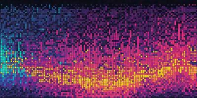 The primary subject of the image is a colorful, abstract pattern. The setting is a black background, which contrasts with the vibrant colors of the pattern. The visual style is a combination of digital art and illustration, creating a unique and eye-catching design. The dominant colors are yellow, orange, and purple, which contribute to a lively and energetic atmosphere.