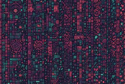The primary subject of the image is a colorful, abstract design featuring a mix of pink, purple, and green colors. The setting is a wall, and the visual style appears to be a combination of digital art and illustration. The overall atmosphere is vibrant and lively, with the design resembling a cityscape or a patterned surface.