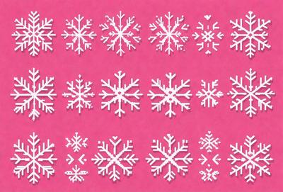 The primary subject of the image is a pattern of white snowflakes. The setting is a pink background, which adds a contrasting color to the scene. The visual style is a combination of digital art and illustration, creating a unique and eye-catching design. The dominant colors are white and pink, giving the image a warm and inviting atmosphere.