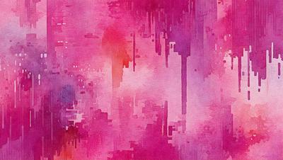 The primary subject of the image is a pink and purple painting. The setting is a colorful, abstract background that adds to the overall atmosphere. The visual style is a combination of digital art and illustration, creating a unique and vibrant appearance. The dominant colors are pink and purple, which evoke a sense of warmth and creativity.