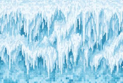 The primary subject of the image is a large, blue, and white iceberg. The iceberg is surrounded by a blue ocean, and it appears to be melting. The setting is a vast, open water body, with the iceberg being the main focus of the scene. The visual style of the image is a combination of photo and digital art, creating a realistic yet artistic representation of the iceberg. The colors and mood of the image are predominantly blue and cold, reflecting the icy nature of the ice