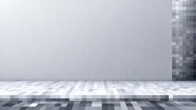 The primary subject of the image is a white wall with a wooden table in front of it. The setting is a room with a plain white wall, and the visual style is a digital art or illustration. The colors and mood of the image are predominantly white, giving it a clean and minimalist appearance.