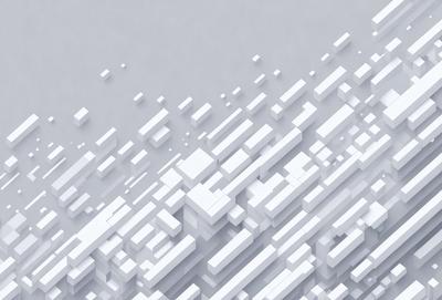 The primary subject of the image is a large, white, geometric pattern. The setting is a white background, which creates a clean and minimalist appearance. The visual style is digital art, as the pattern is composed of many small squares. The colors and mood are predominantly white, giving the image a calm and serene atmosphere.