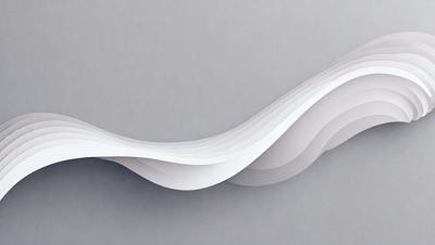 The primary subject of the image is a white, curved, and wavy design. The setting is a gray background, which provides a contrasting and neutral environment for the design. The visual style appears to be a combination of digital art and illustration, as the design is both intricate and detailed. The colors and mood of the image are predominantly white and gray, creating a clean and minimalist atmosphere.