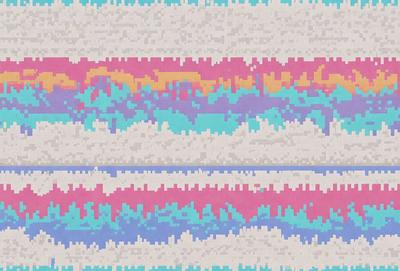 The primary subject of the image is a colorful, abstract design featuring a mix of blue, pink, and yellow colors. The setting is a white background, which provides a clean and minimalist appearance. The visual style is a combination of digital art and illustration, creating a unique and eye-catching pattern. The overall atmosphere is vibrant and lively, with the colors and design elements working together to create a dynamic and engaging visual experience.