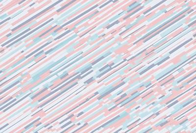The primary subject of the image is a colorful, patterned wallpaper with a mix of pink, blue, and white colors. The setting is a room with a wall covered in this unique wallpaper. The visual style is a combination of digital art and illustration, creating a vibrant and lively atmosphere.