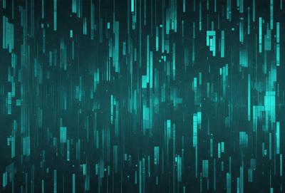 The primary subject of the image is a blue and green patterned background. The setting is a dark, moody environment, possibly a night sky. The visual style is a combination of digital art and illustration, creating a unique and intriguing pattern. The dominant colors are blue and green, which contribute to the overall atmosphere of the image.