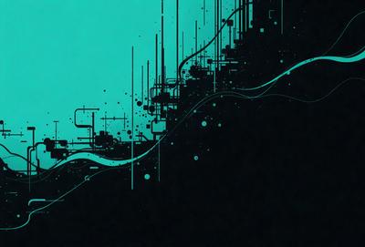 The primary subject of the image is a blue and white digital art piece featuring a wave-like pattern. The setting is a dark background, which contrasts with the bright colors of the artwork. The visual style is a combination of digital art and illustration, creating a unique and eye-catching design. The dominant colors are blue and white, giving the artwork a calming and serene atmosphere.