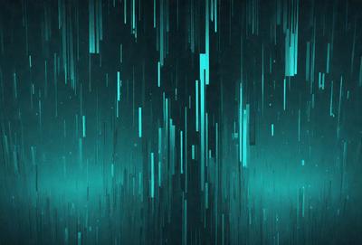 The primary subject of the image is a blue and green background with a pattern of light and dark blue lines. The setting appears to be a dark, possibly futuristic environment. The visual style of the image is a combination of digital art and illustration, creating a unique and intriguing atmosphere. The dominant colors in the image are blue and green, with the blue lines creating a sense of depth and movement.