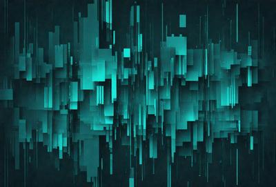 The primary subject of the image is a colorful, abstract design featuring a mix of blue, green, and purple hues. The setting is a dark background, which contrasts with the vibrant colors of the design. The visual style appears to be a combination of digital art and illustration, creating a unique and eye-catching pattern. The overall atmosphere of the image is lively and energetic, with the colors and design elements working together to create a captivating and dynamic scene.