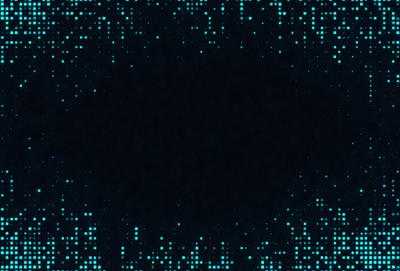 The primary subject of the image is a black background with a blue hue. The setting is a dark, enclosed space, possibly a room or a cave. The visual style is a digital art or illustration, as the background is filled with a pattern of blue dots. The colors and mood of the image are predominantly dark and moody, with the blue dots adding a touch of brightness and contrast.