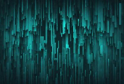 The primary subject of the image is a vibrant, colorful, and abstract artwork featuring a green and blue color scheme. The setting is a dark background, which contrasts with the bright colors of the artwork. The visual style appears to be a combination of digital art and illustration, creating a unique and captivating piece. The overall atmosphere is lively and energetic, with the artwork capturing the viewer's attention.