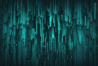 The primary subject of the image is a vibrant, colorful, and abstract artwork featuring a green and blue color scheme. The setting is a dark background, which contrasts with the bright colors of the artwork. The visual style appears to be a combination of digital art and illustration, creating a unique and eye-catching pattern. The overall atmosphere of the image is lively and energetic, with the artwork capturing the viewer's attention.