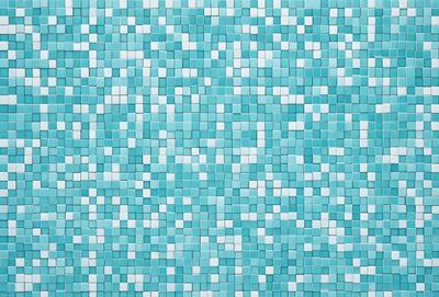 The primary subject of the image is a blue and white tile wall. The setting is a room with a blue and white tile floor. The visual style is a patterned tile wall, which gives the room a unique and colorful atmosphere. The dominant colors are blue and white, creating a calming and inviting environment.