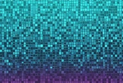 The primary subject of the image is a blue and purple patterned wallpaper. The setting is a wall, and the visual style is a digital art or illustration. The dominant colors are blue and purple, creating a calm and soothing atmosphere.