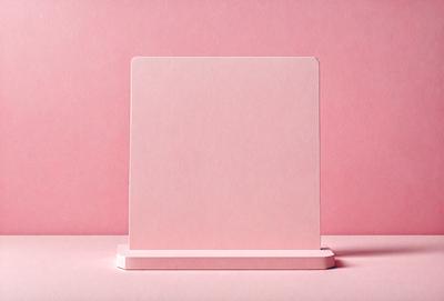 The primary subject of the image is a pink square, which is placed on a pink surface. The setting appears to be a pink background, creating a visually cohesive scene. The visual style of the image is a photo, capturing the pink square and its surroundings. The colors and mood of the image are predominantly pink, giving it a warm and inviting atmosphere.