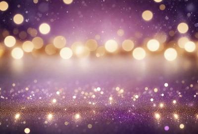 The primary subject of the image is a purple background with a pattern of bright, shining lights. The setting appears to be a dark room, and the visual style is a combination of a photo and digital art. The colors and mood of the image are predominantly purple, with the bright lights adding a sense of energy and excitement.