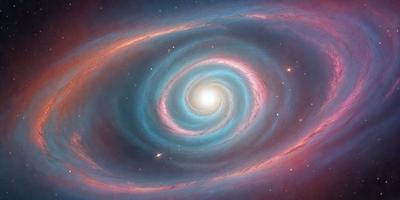 The primary subject of the image is a spiral galaxy, which is a large, swirling mass of stars and gas. The spiral galaxy is set against a backdrop of space, with a blue and red color scheme. The visual style of the image is a combination of photo and digital art, creating a realistic yet artistic representation of the galaxy. The colors and mood of the image are vibrant and dynamic, capturing the beauty and complexity of the spiral galaxy.