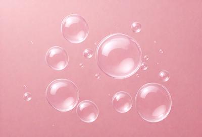 The primary subject of the image is a close-up of a pink background with numerous bubbles floating on it. The bubbles are of various sizes and are scattered across the background. The setting appears to be a pink surface, possibly a wall or a piece of artwork. The visual style of the image is a close-up of the bubbles, creating a sense of depth and texture. The colors and mood of the image are predominantly pink, giving it a soft and calming atmosphere.