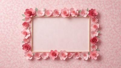 The primary subject of the image is a pink frame with a picture of flowers in it. The setting is a pink background, which adds to the overall mood of the image. The visual style is a combination of a photo and digital art, creating a unique and eye-catching design. The colors and mood of the image are predominantly pink, giving it a warm and inviting atmosphere.