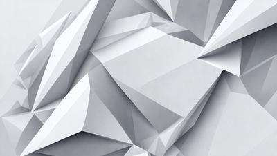 The primary subject of the image is a large, white, geometric structure. The setting is a gray background, which contrasts with the white structure. The visual style is a combination of digital art and illustration, creating a unique and intricate design. The dominant colors are white and gray, giving the image a clean and modern appearance.