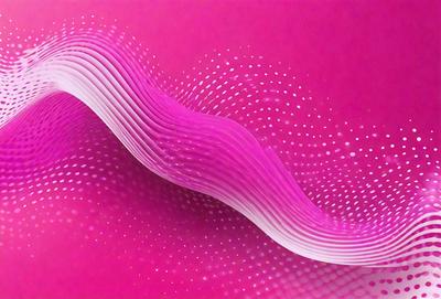 The primary subject of the image is a pink, curved, and wavy surface. The setting is a pink background, and the visual style appears to be a combination of a photo and digital art. The dominant colors are pink, and the overall atmosphere is smooth and flowing.