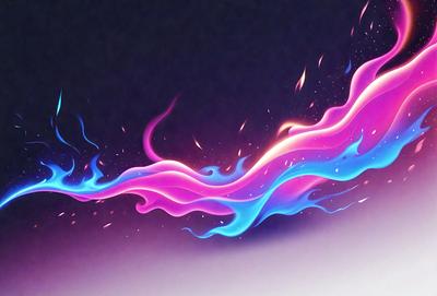 The primary subject of the image is a colorful, swirling, and flowing design, which appears to be a digital art or illustration. The setting is a dark background, which contrasts with the vibrant colors of the swirling design. The visual style suggests that the image is a creative and artistic representation, rather than a photo or a real-life scene. The dominant colors in the image are pink, blue, and orange, creating a lively and energetic atmosphere.
