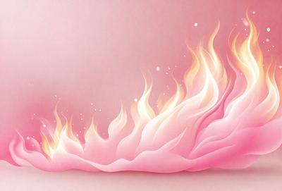 The primary subject of the image is a fire, which is depicted as a flaming pink and white fire. The fire is surrounded by a pink background, giving it a warm and vibrant appearance. The visual style of the image is a combination of digital art and illustration, creating a dynamic and eye-catching scene. The colors and mood of the image are predominantly pink and white, with the fire being the focal point and the background providing a contrasting and complementary hue.