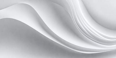 The primary subject of the image is a white sheet of paper with a wave-like pattern on it. The paper appears to be folded or manipulated to create the wave-like effect. The setting is a white background, which provides a clean and minimalist appearance to the image. The visual style is a combination of digital art and illustration, as the paper appears to be digitally manipulated to create the wave pattern. The colors and mood of the image are predominantly white, giving it a clean and serene atmosphere.