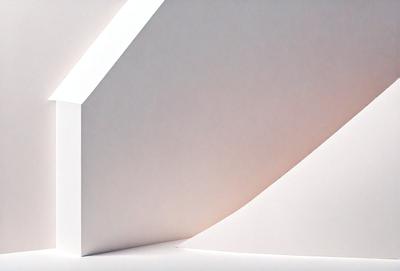 The primary subject of the image is a white wall with a light shining on it. The setting is a room with a white background. The visual style is a photo, and the colors and mood are predominantly white, creating a clean and minimalist atmosphere.