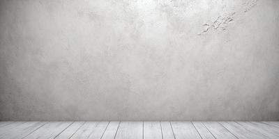 The primary subject of the image is a white wall with a grey texture. The setting is a room with a wooden floor. The visual style is a photo, and the colors and mood are predominantly white and neutral.