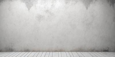 The primary subject of the image is a white wall with a large, empty space. The setting is a room with a concrete wall, and the visual style is a photo. The colors and mood of the image are predominantly white, giving it a clean and minimalist appearance.