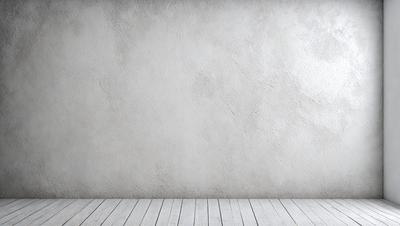 The primary subject of the image is a white wall with a large, empty space. The setting is a room with a concrete wall, and the visual style is a photo. The colors and mood of the image are predominantly white, giving it a clean and minimalist appearance.