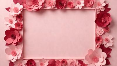 The primary subject of the image is a pink frame with a picture of flowers in it. The setting is a pink background, and the visual style is a photo. The colors and mood of the image are predominantly pink, creating a warm and inviting atmosphere.