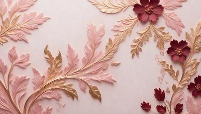 The primary subject of the image is a pink flower, which is the main focus of the scene. The flower is placed on a pink background, creating a visually appealing contrast. The visual style of the image is a combination of photo and digital art, as it appears to be a close-up of the flower with a slightly blurred background. The dominant colors in the image are pink and gold, giving the scene a warm and inviting atmosphere.