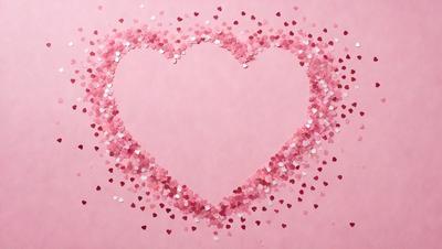 The primary subject of the image is a heart-shaped design made of pink hearts. The heart is placed on a pink background, which creates a warm and romantic atmosphere. The visual style of the image is a combination of digital art and illustration, as the hearts are arranged in a visually appealing manner. The colors and mood of the image are predominantly pink, which is often associated with love and affection.
