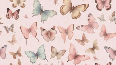 The primary subject of the image is a collection of butterfly illustrations or drawings. These butterflies are displayed in various colors and sizes, creating a visually appealing and diverse pattern. The setting or background of the image is a pink surface, which adds a touch of warmth and softness to the overall composition. The visual style of the image is a combination of illustrations and digital art, giving it a unique and artistic appearance. The colors and mood of the image are predominantly pink,