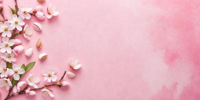 The primary subject of the image is a bouquet of pink flowers. The flowers are placed on a pink background, which creates a visually appealing contrast. The visual style of the image is a photo, capturing the beauty of the flowers in their natural setting. The colors and mood of the image are predominantly pink, giving it a warm and inviting atmosphere.