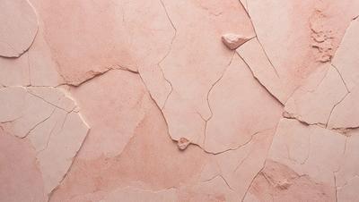 The primary subject of the image is a pink wall with a peeling paint texture. The setting is a room with a pink background. The visual style is a close-up of the wall, showcasing the peeling paint. The colors and mood of the image are predominantly pink, giving it a warm and inviting atmosphere.