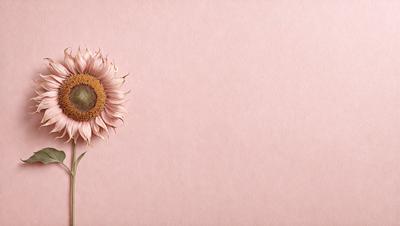 Primary subject: A sunflower with a yellow center and orange petals.

Setting/background: A pink background.

Visual style: A photo of a sunflower.

Colors and mood: The sunflower has a bright yellow center and orange petals, creating a warm and cheerful atmosphere.