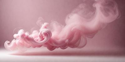 The primary subject of the image is a pink smoke or vapor, which appears to be a digital art or illustration. The setting is a white background, and the visual style gives the impression of a surreal or dreamy atmosphere. The colors and mood of the image are predominantly pink, creating a soft and dreamy ambiance.