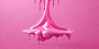 The primary subject of the image is a pink liquid, possibly a sauce or a frosting, dripping down a pink surface. The setting appears to be a pink background, which adds to the overall mood of the scene. The visual style of the image is a close-up of the pink liquid, showcasing its texture and appearance. The colors and mood of the image are predominantly pink, creating a warm and inviting atmosphere.
