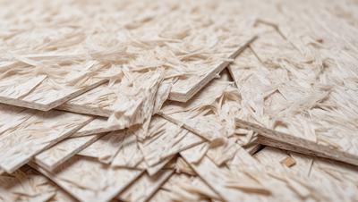 The primary subject of the image is a pile of wood chips. The setting is a wooden surface, and the visual style appears to be a close-up of the wood chips. The colors and mood of the image are predominantly brown and earthy, giving it a natural and rustic feel.